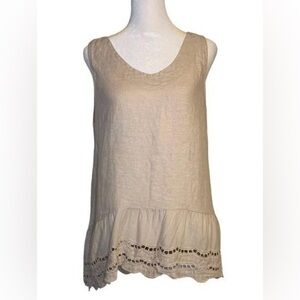 Linen Valentina Naldi Size S Sleeveless top Scalloped Hem